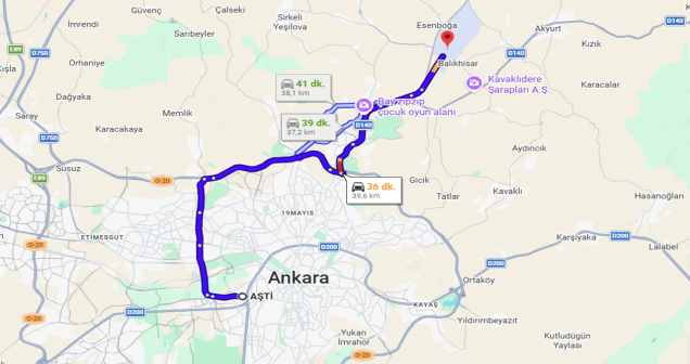 Ankara'da otogar ve havaalanı arası kaç km?
